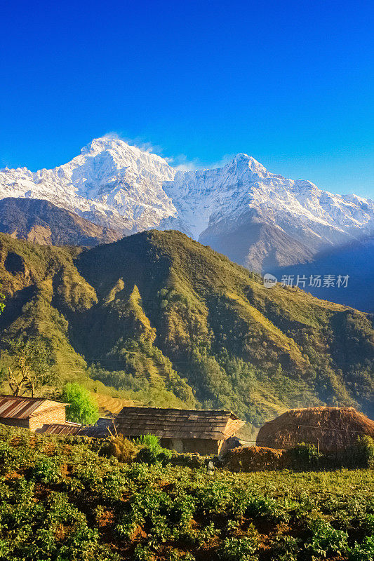 位于尼泊尔喜马拉雅山的安纳普尔纳环形山以南