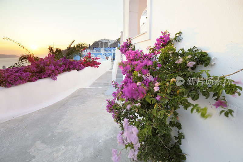 希腊圣托里尼岛的日落