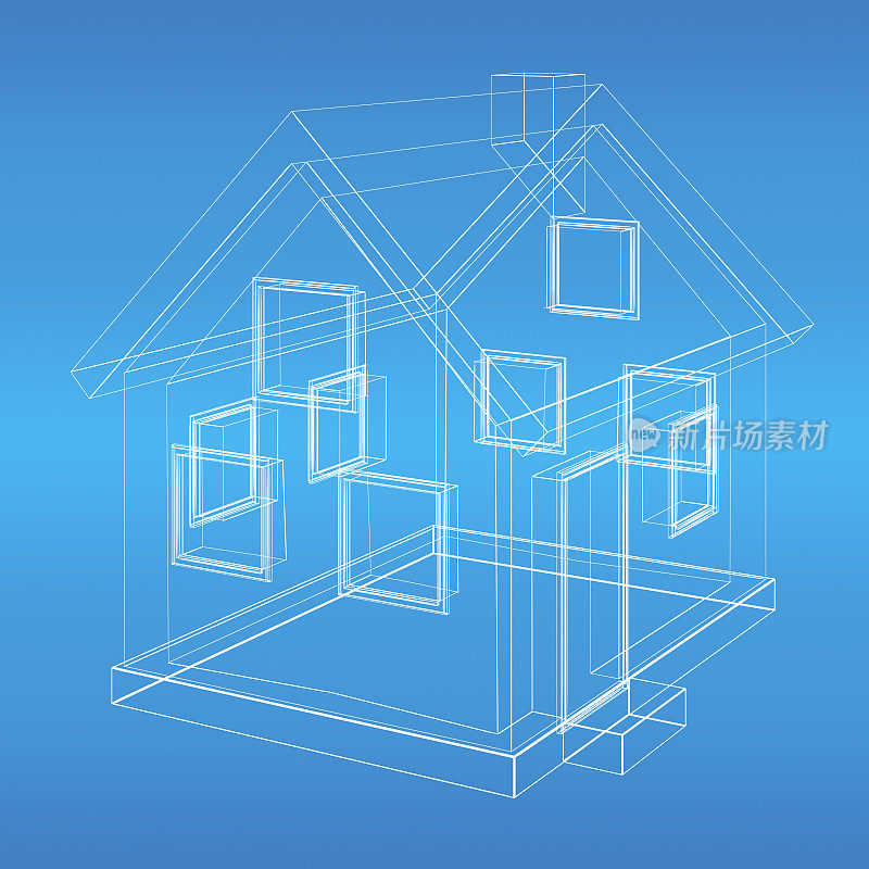 房子模型线框蓝图