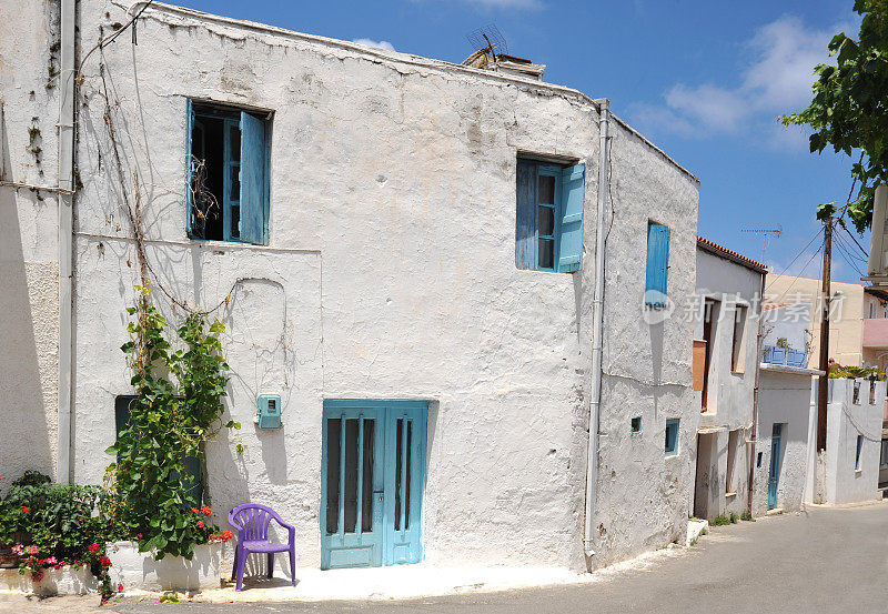 希腊克里特岛帕洛莫的典型乡村房屋