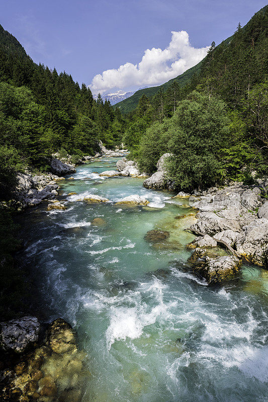 索卡河近距离，Trenta山谷，Primorska，俄罗斯，欧洲