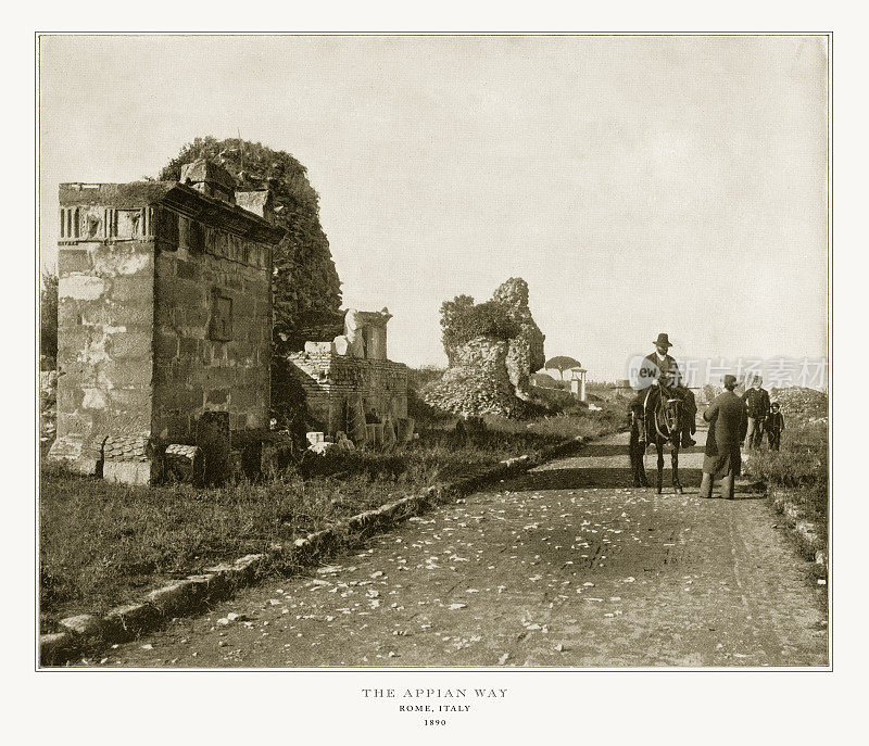 亚壁古道，罗马，意大利，古代意大利照片，1893