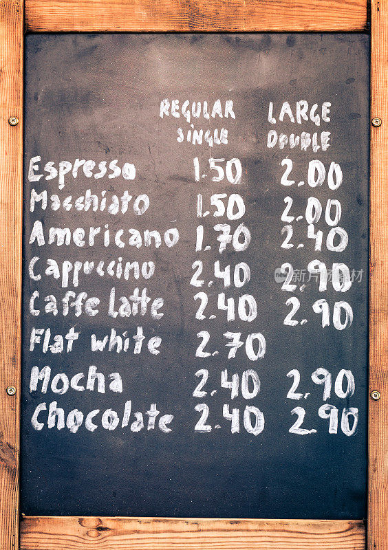 食品市场的咖啡黑板