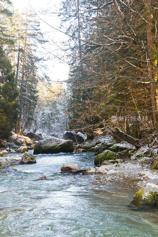 德国巴伐利亚州Garmisch-Partenkirchen附近的野山河Loisach峡谷