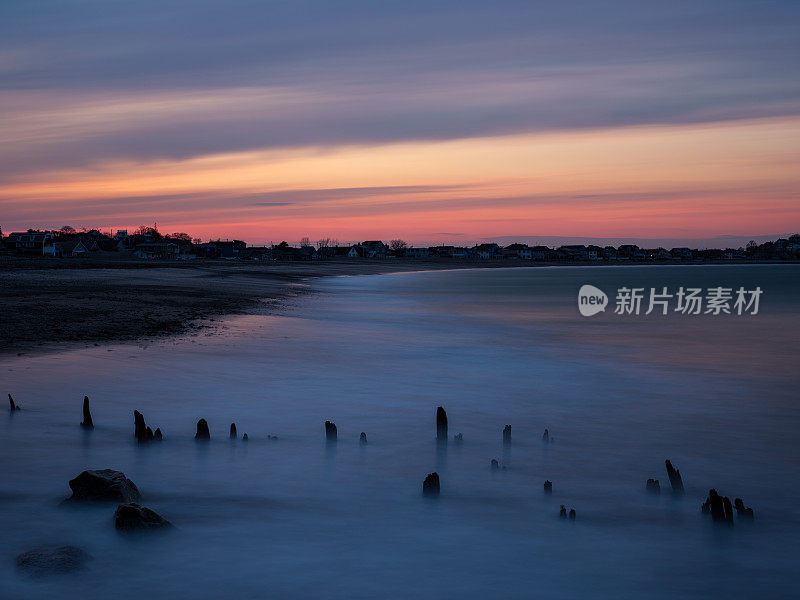 波士顿日落海滩，马萨诸塞州，新英格兰