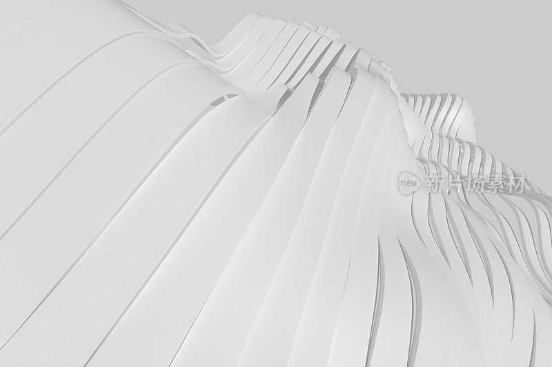 白色抽象背景与波浪线，3d渲染