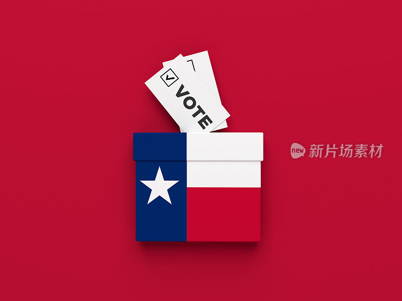 德州选举投票箱以红色为背景。