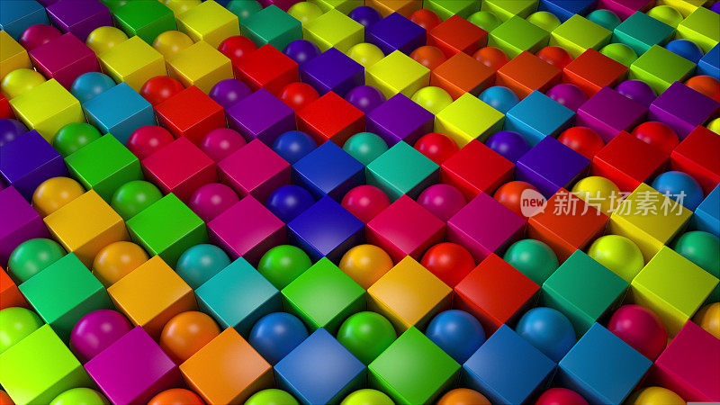 彩色的立方体和球体