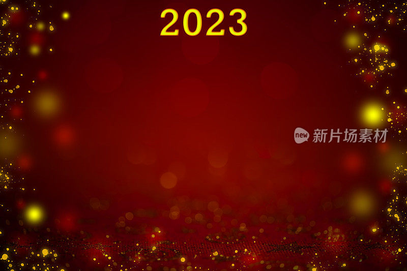 2023年新年闪闪发光的背景与美丽的散景和复制空间