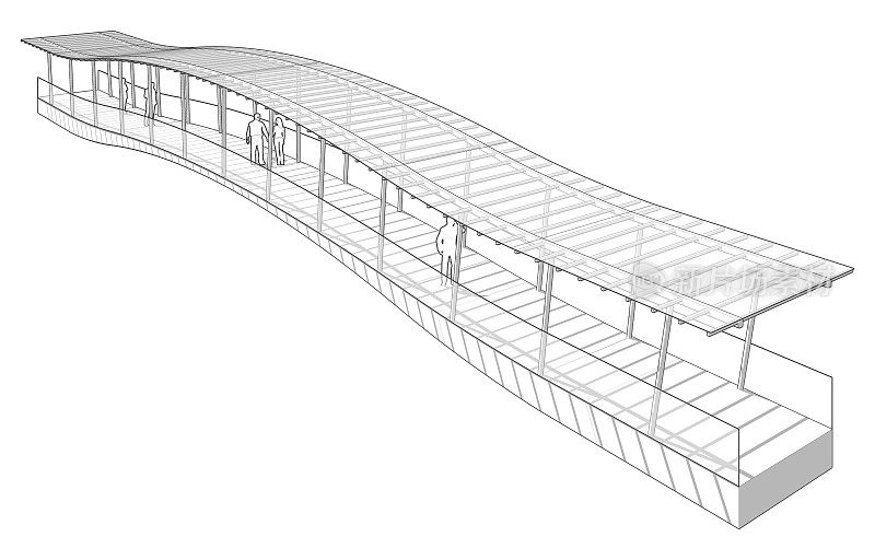 人行天桥概念的3D插图