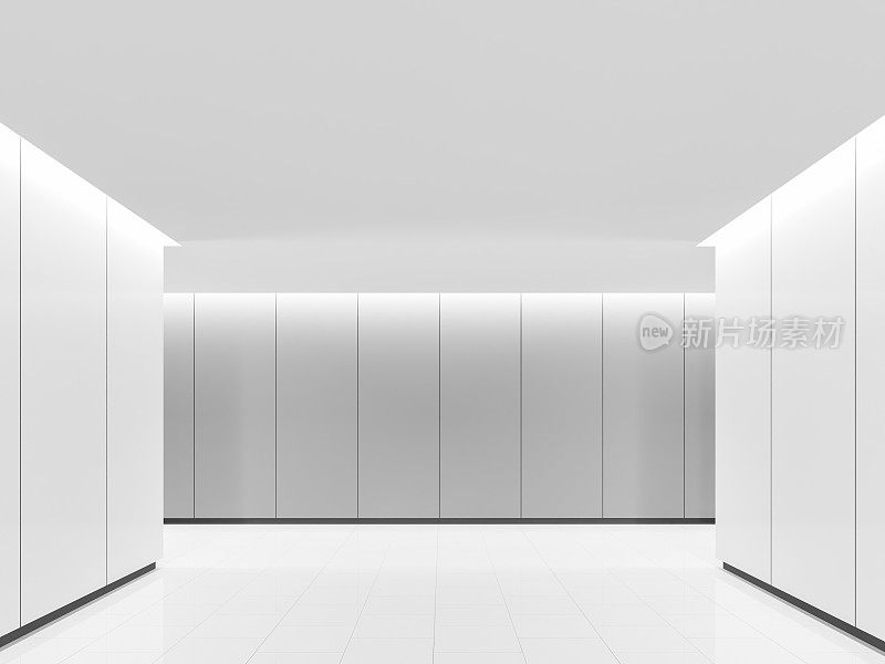 空白的白色房间现代空间内部3d渲染图像
