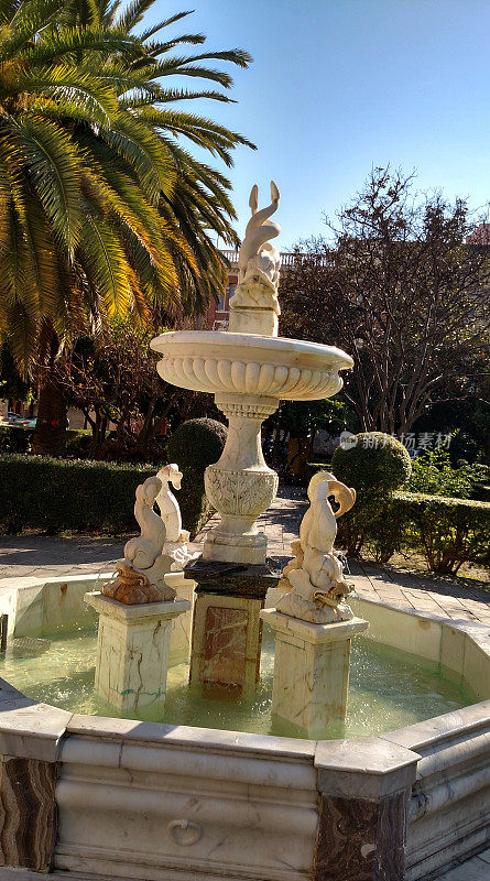 华丽的喷泉，广场花园，印度群岛档案，塞维利亚，西班牙