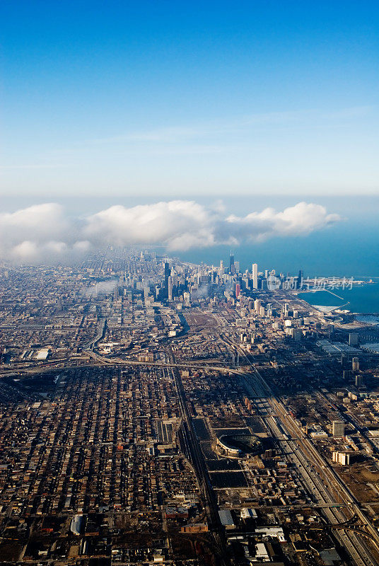 芝加哥天际的航拍图