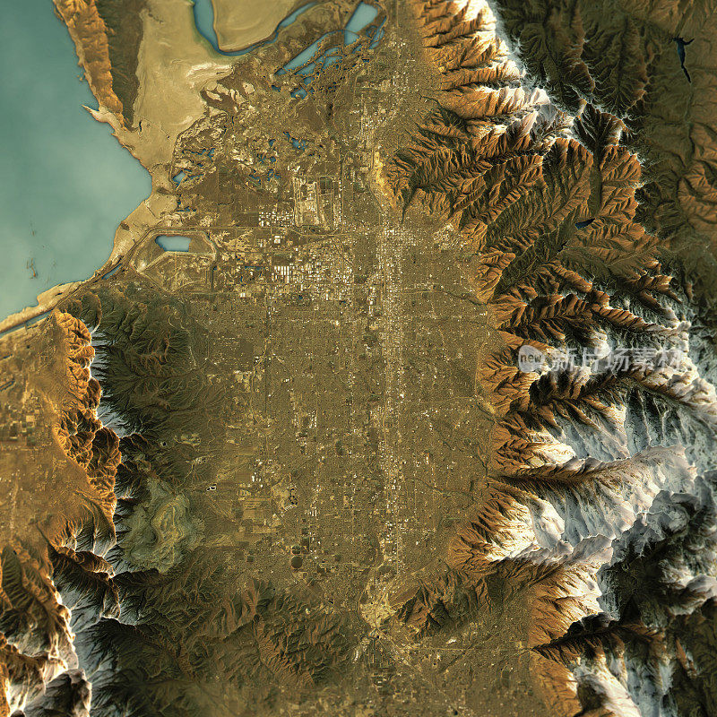 盐湖城地形图自然颜色俯视图