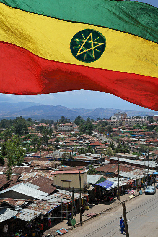 埃塞俄比亚国旗在亚的斯亚贝巴