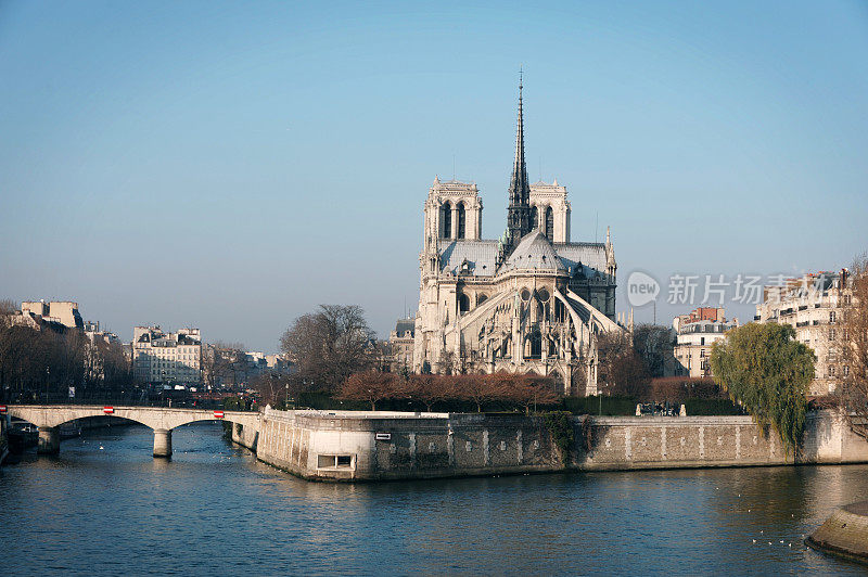 从塞纳河对岸俯瞰巴黎圣母院