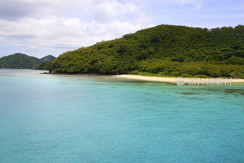 热带天堂:梦幻般的沙荒芜的绿松石海滩和棕榈树，田园般的Yasawas，斐济群岛