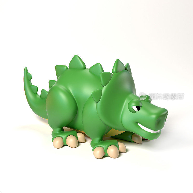 绿色恐龙玩具3d渲染孤立的插图在白色的背景