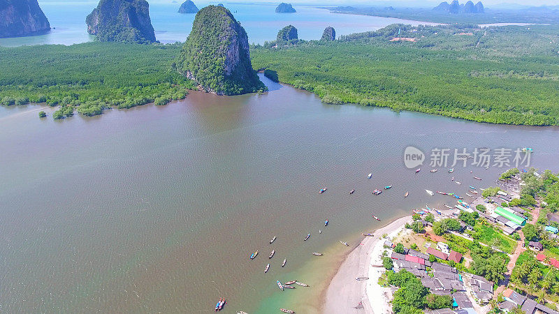 鸟瞰泰国南部的海景和海岸线