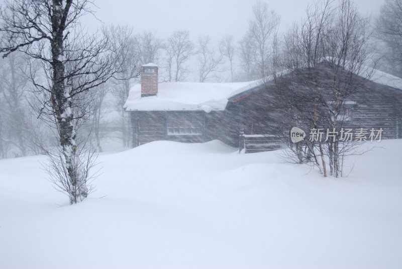 暴风雪中的小屋