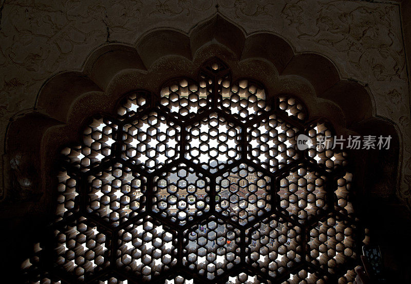 印度拉贾斯坦邦斋浦尔的琥珀堡，窗户