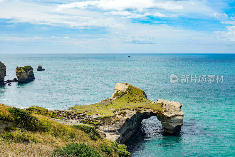 隧道海滩在新西兰南岛，达尼丁，新西兰