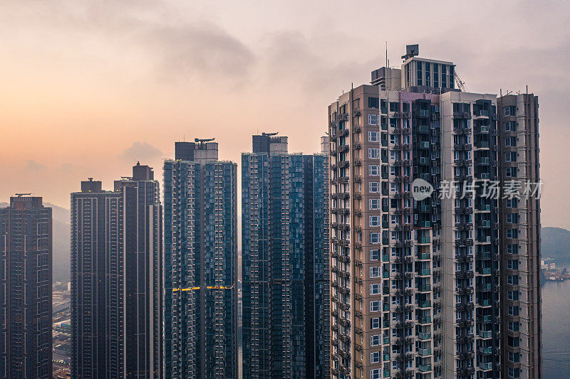 香港住宅建筑的无人机视图