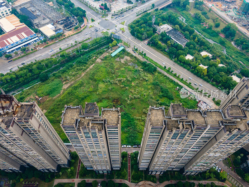 城市居住区高层建筑鸟瞰图