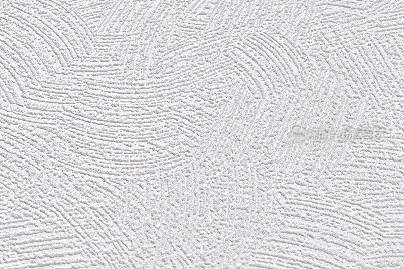 白色纹理的墙纸，带有抽象的大污渍。抹灰浮雕墙。