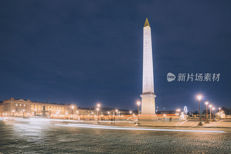 法国巴黎协和广场的夜晚