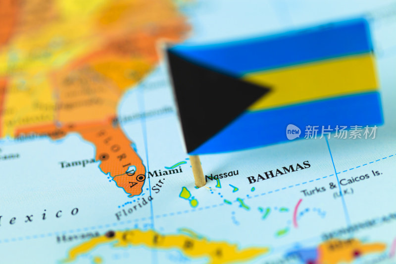巴哈马群岛的地图和旗帜