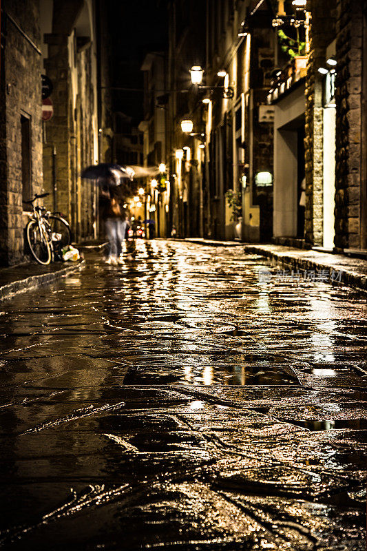 雨夜寂寞的街道