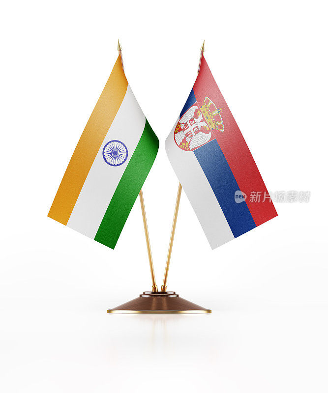 印度和塞尔维亚的微型国旗
