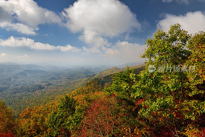 山麓公园大道西在大烟山秋天的高峰