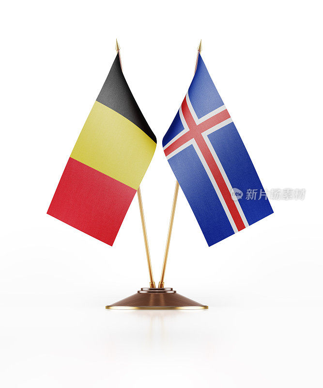比利时和冰岛的微型国旗