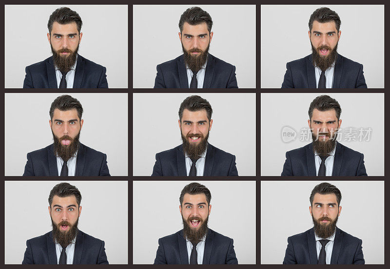 商人做不同的面部表情