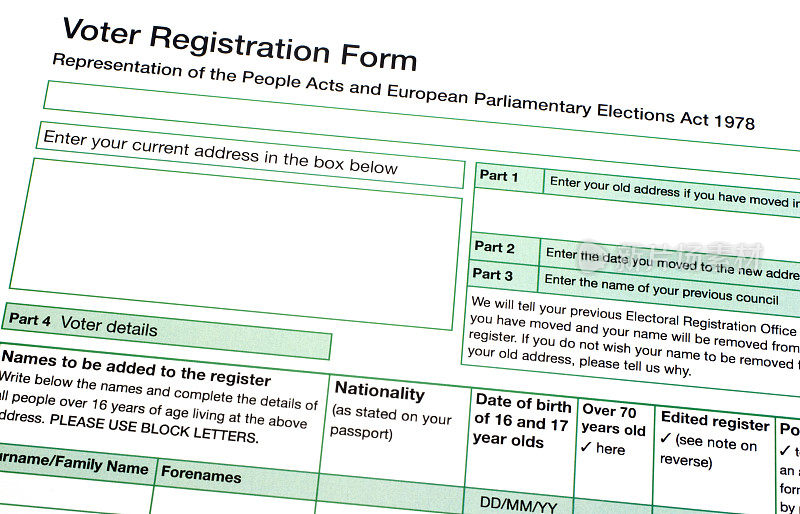 英国投票登记表