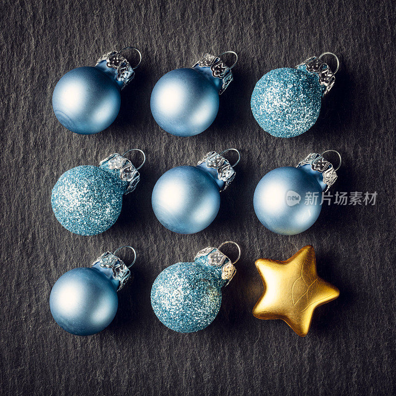 蓝色圣诞广场-星星装饰装饰石板