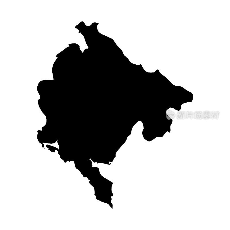 黑山黑色剪影地图轮廓孤立在白色3D插图