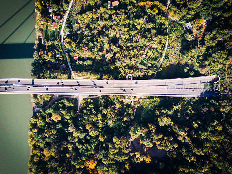 道路交叉口和隧道被大自然包围