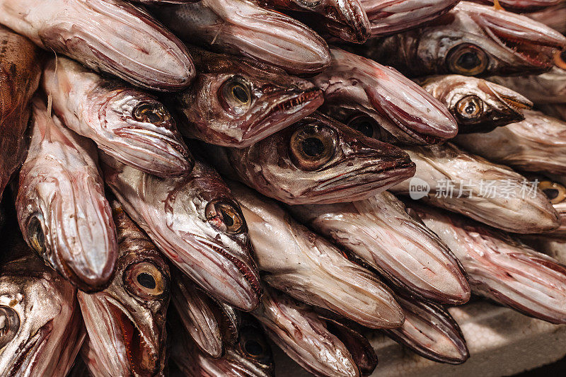 市场上出售的鱼的高角度视图