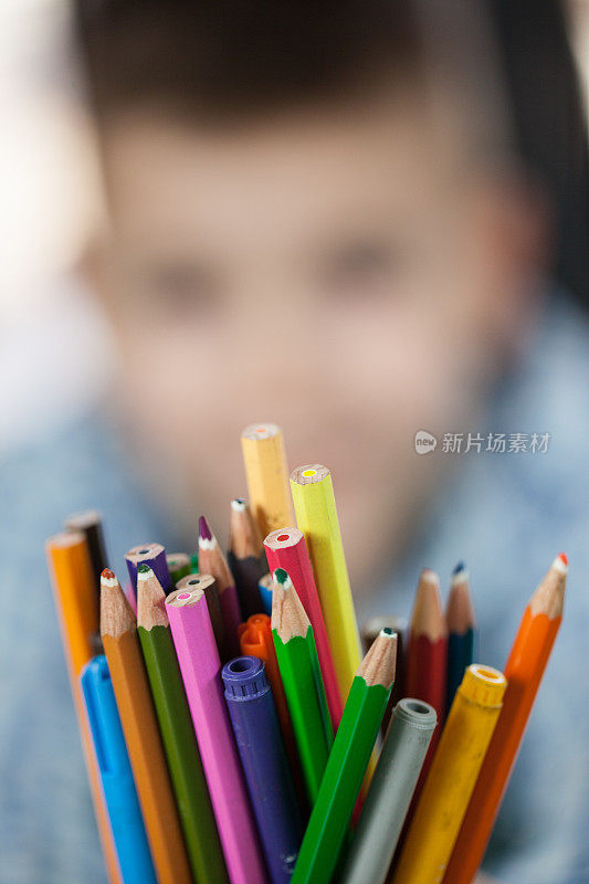 漂亮的男学生在家里做作业