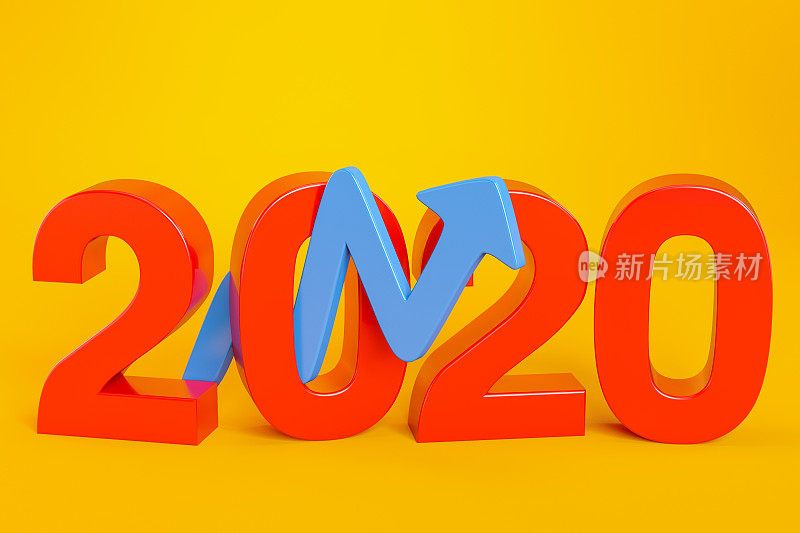 金融概念2020与柱状图上升