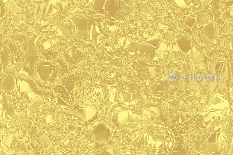 金色圣诞背景箔图案无缝万花筒气泡玻璃破碎装饰纹理闪亮的黄色反射抽象起泡酒金色背景