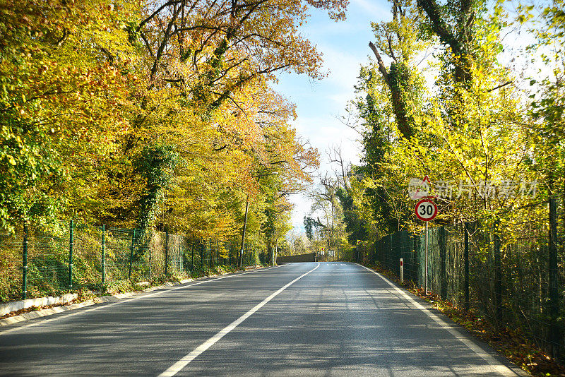 穿过森林的废弃的蜿蜒道路