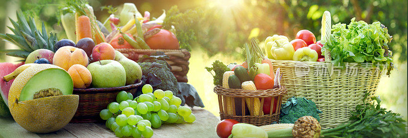 健康食品，健康饮食，素食，素食饮食包括有机水果和蔬菜