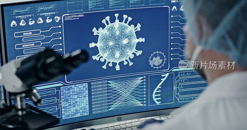 未来的实验室设备——冠状病毒检测。科学家的后视图