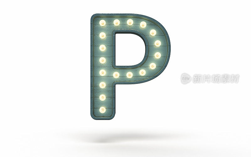 字母P装饰着绿色木头覆盖的灯泡