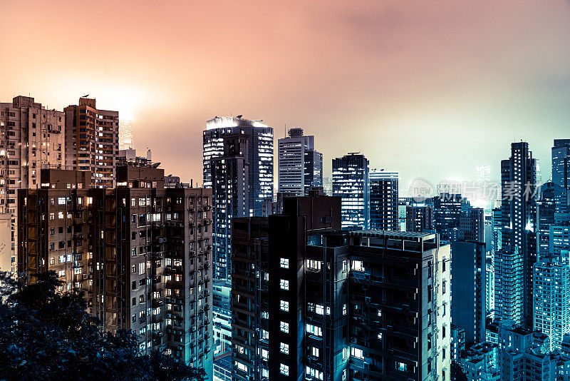 香港的住宅大厦夜景