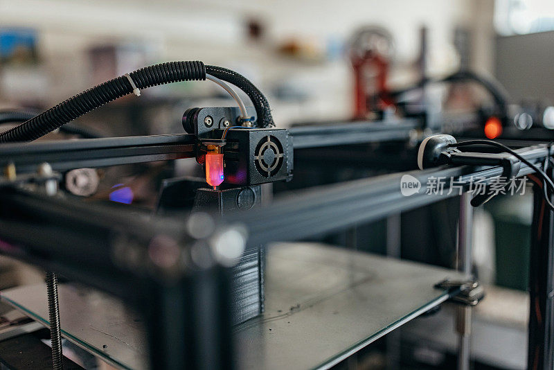 3D打印机上的特写